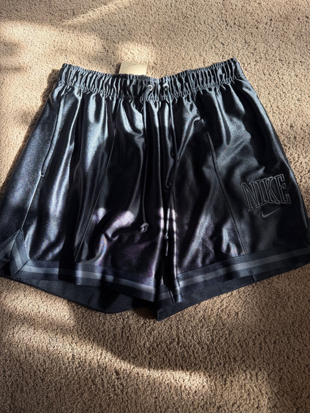 Nike Black Women's Athletic Shorts with Subtle Logo Size M NWT